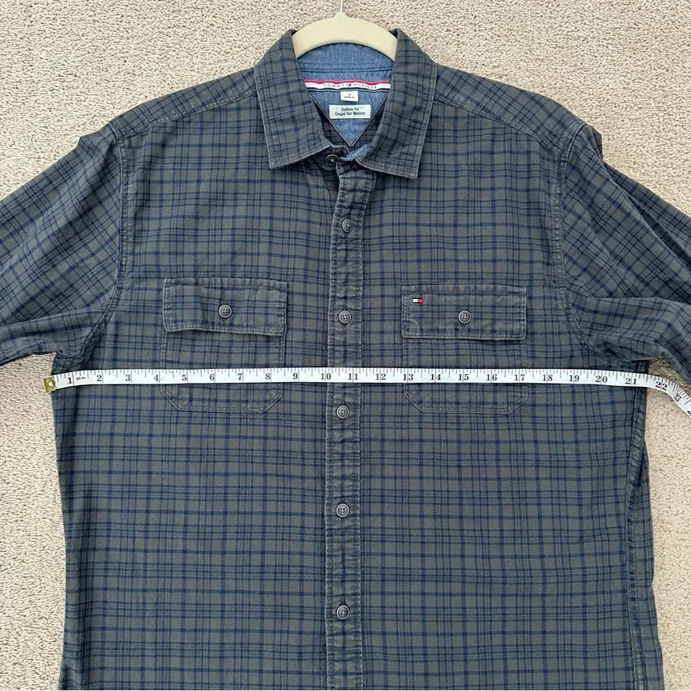 Tommy Hilfiger Green & Navy Checkered Plaid Button Down Shirt